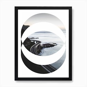 Oval Black Road Abstract Art Print