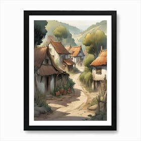 Village In The Woods 1 Art Print