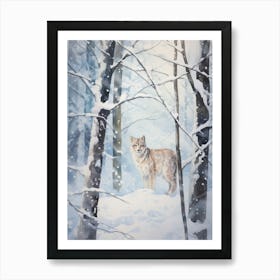 Winter Watercolour Lynx 1 Art Print