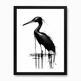 Black Heron Impressionistic 1 Art Print