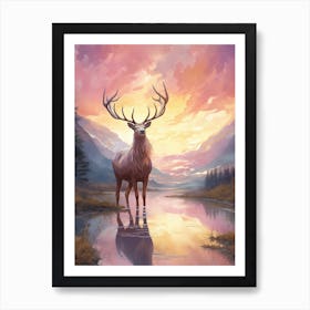 Stag in the forest Art Print