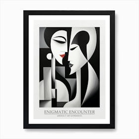 Enigmatic Encounter Abstract Black And White 9 Poster Art Print