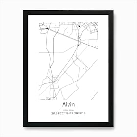 Alvin,United States Minimalist Map Art Print