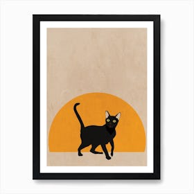 Cat Sunset Art Print