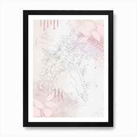 Lily Of The Valley pink woman portrait Art Print