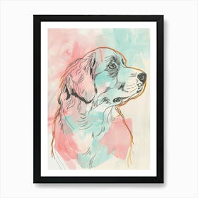 Newfoundland Pastel Line Illustration 1 Art Print