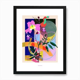 Veronica 4 Neon Flower Collage Poster Art Print