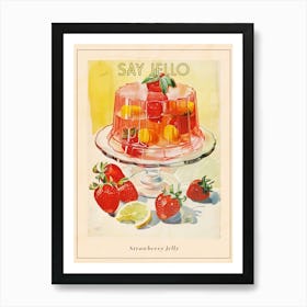 Strawberry Jelly Retro Cookbook Inspired 3 Poster Art Print