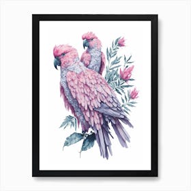 Pink Cockatoo Painting (3) Art Print