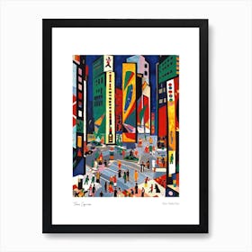 Time Square New York City Matisse Style 4 Watercolour Travel Poster Art Print