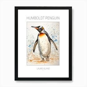 Humboldt Penguin Laurie Island Watercolour Painting 2 Poster Art Print