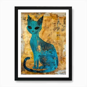 Cat Gold Effect Collage 1 Art Print