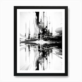 Reflection Abstract Black And White 10 Art Print
