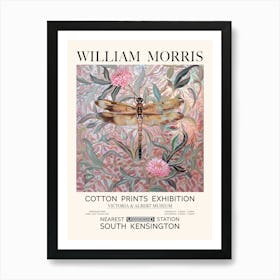 William Morris Dragonfly Print - Pink Art Print