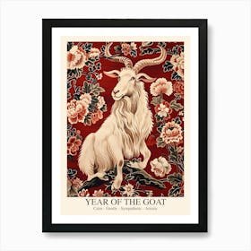 Chinese Lunar Year Of The Goat 2 William Morris Style Art Print