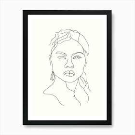 Portrait Of A Woman Hand Drawing Line Art 18 Art Print