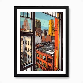 A Window View Of New York In The Style Of Pop Art 3 Art Print