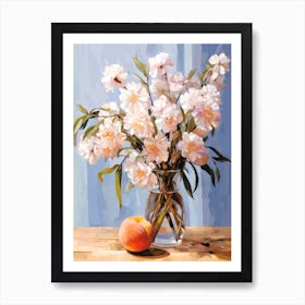 Lavender Flower And Peaches Still Life Painting 2 Dreamy Art Print