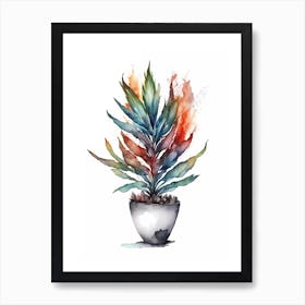 Colorful Watercolor Succulent Houseplant Art Print