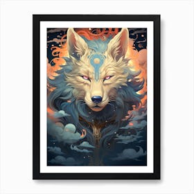 Wolf In The Clouds 7 Art Print