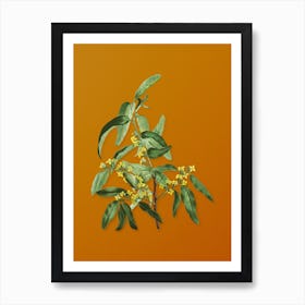 Vintage Russian Olive Botanical on Sunset Orange Art Print