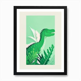 Suchomimus Tenerensis Cute Mint Dinosaur Art Print