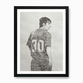 Messi 30 - Black White Art Print