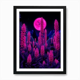 Pink Flowers In The Forest Art Print