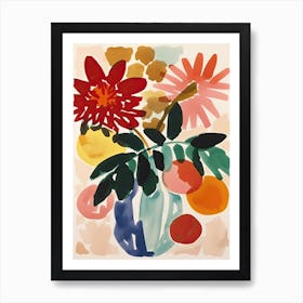 Dahlia Flower Illustration 4 Art Print