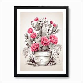 Cactus In A Pot Art Print Art Print