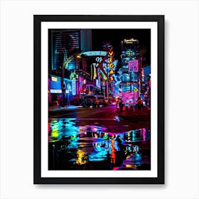 Neon night city: Las Vegas (synthwave/vaporwave/retrowave/cyberpunk) — aesthetic poster Art Print
