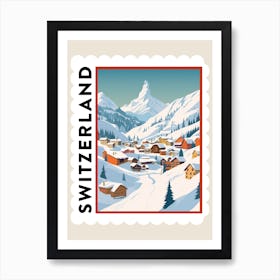 Retro Winter Stamp Poster Zermatt Switzerland Art Print