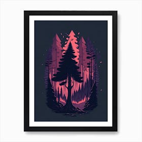 A Fantasy Forest At Night In Red Theme 7 Poster