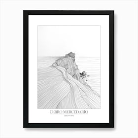 Cerro Mercedario Argentina Line Drawing 2 Poster Art Print