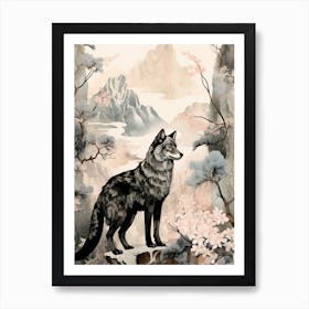 Himalayan Wolf Vintage Japanese 6 Art Print