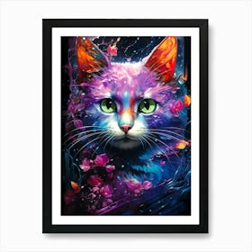 Cat With Flowers 1 Art Print