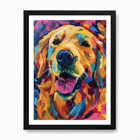 Golden Retriever dog colourful Painting Art Print