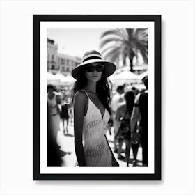 Woman In Cannes, Black And White Analogue Photograph 3 Art Print