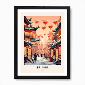 Vintage Winter Travel Poster Beijing China 3 Art Print