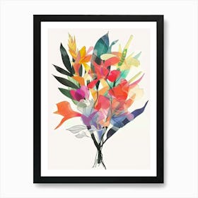 Heliconia 1 Collage Flower Bouquet Art Print