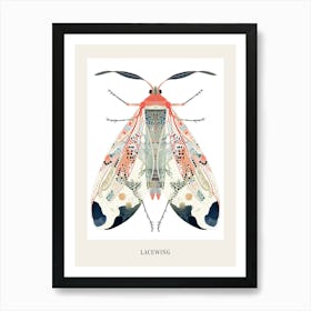 Colourful Insect Illustration Lacewing 19 Poster Art Print