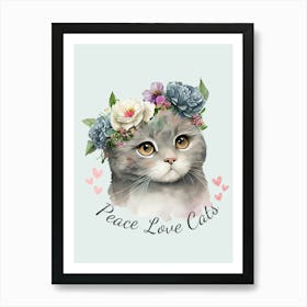 Peace Love Cats Art Print