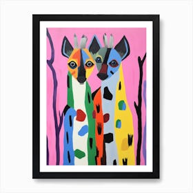 Colourful Kids Animal Art Hyena Art Print