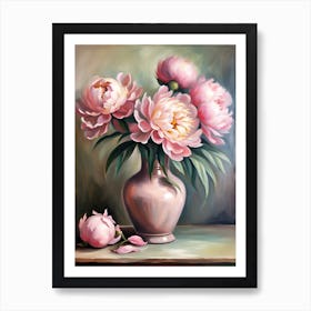 Pink Peonies in a Vase Art Print