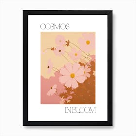 Cosmos In Bloom Flowers Bold Illustration 3 Art Print