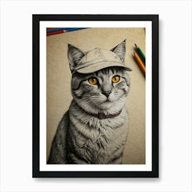 Cat In A Hat 5 Art Print