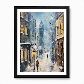 Vintage Winter Painting Cologne Germany 2 Art Print