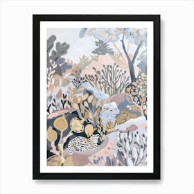 Jaguars Pastels Jungle Illustration 2 Art Print