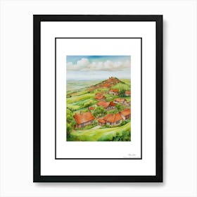 Green plains, distant hills, country houses,renewal and hope,life,spring acrylic colors.48 Art Print