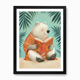Sloth Bear Reading Storybook Illustration 1 Art Print